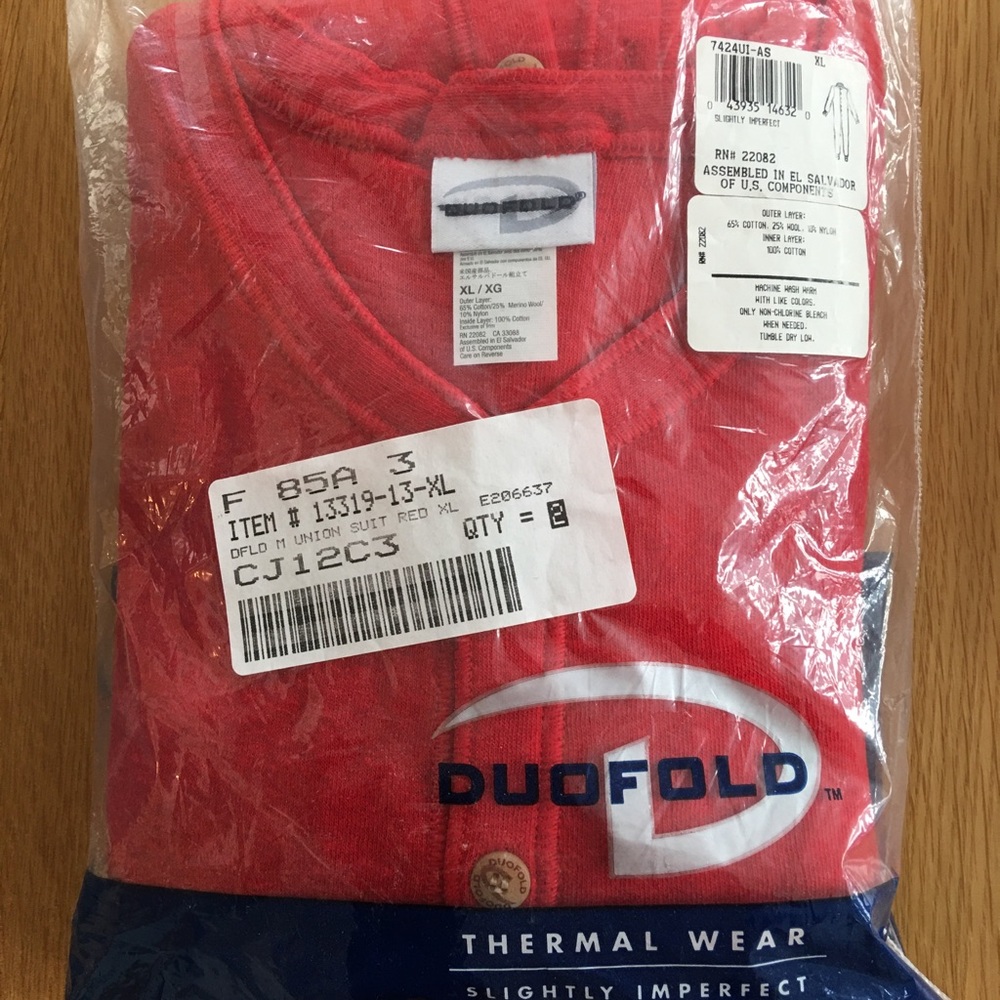 Duofold Union Suit one piece long underwear